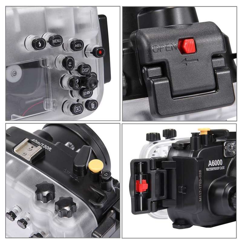 PULUZ 40m Underwater Depth Diving Case Waterproof Camera Housing for Sony A6000 (E PZ 16-50mm F3....