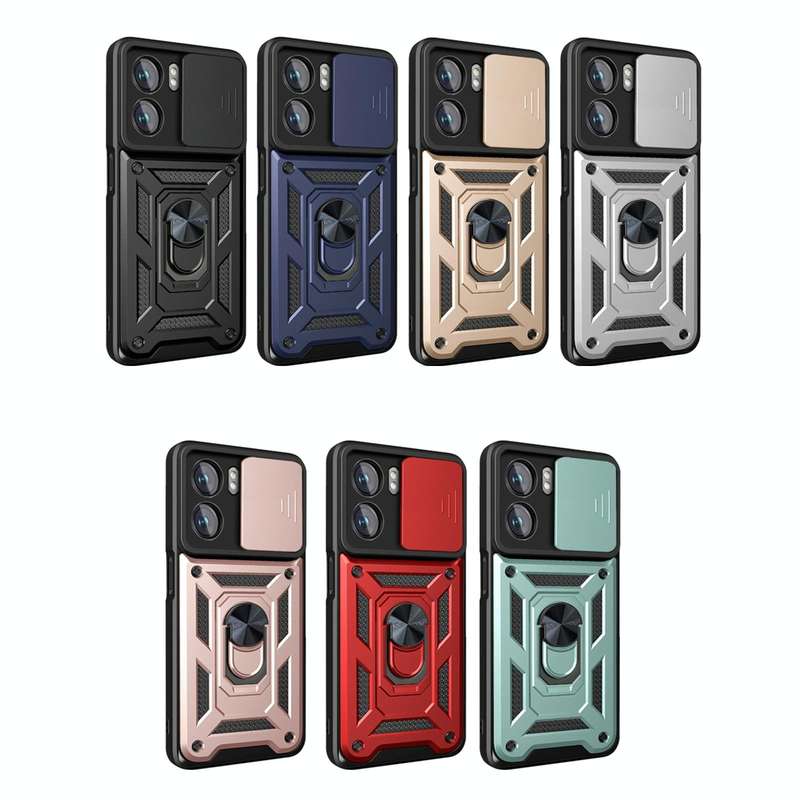 For OPPO A77/A57 Sliding Camera Design TPU + PC Phone Case(Black)