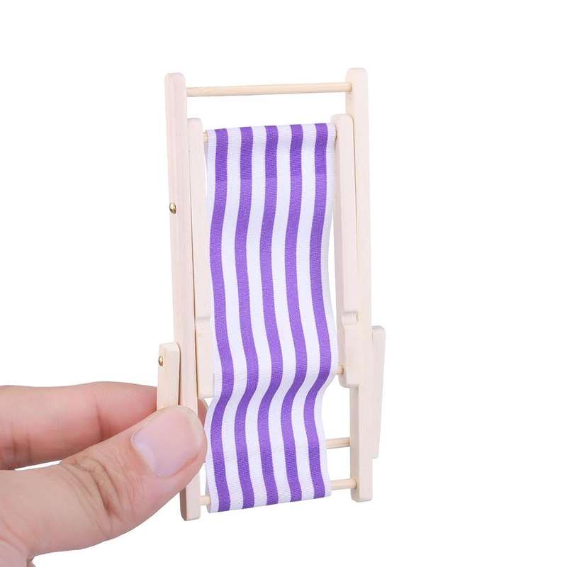 2 PCS 1:12 Beach Lounge Chair Simulation Model Outdoor Beach Scene Shooting Props Can Be Folded(R...