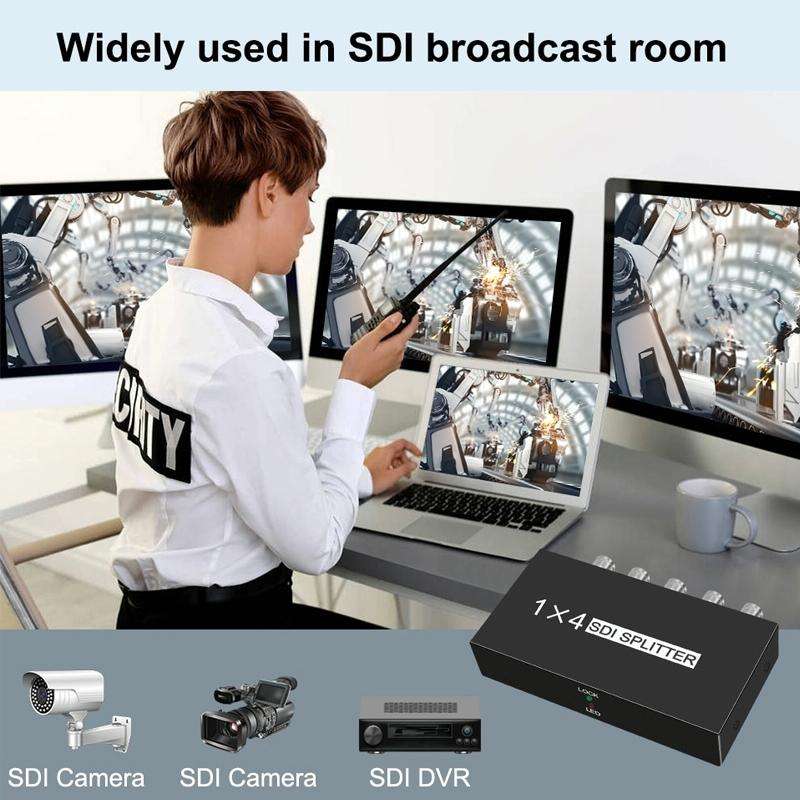 1 In 4 Out SD-SDI / HD-SDI / 3G-SDI Distribution Amplifier Video SDI Splitter(EU Plug)