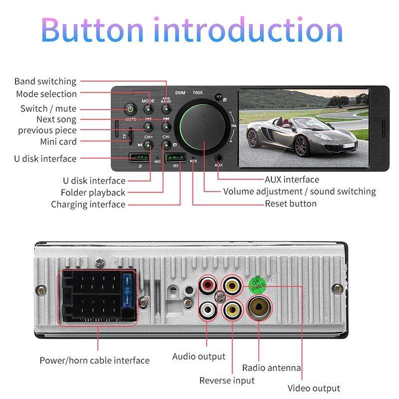 7805 4.1 inch Universal Car Radio Receiver MP5 Player, Support FM & Bluetooth & TF Card with Remo...