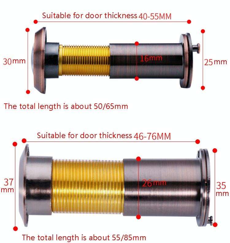 2 PCS Security Door Cat Eye HD Glass Lens 200 Degrees Wide-Angle Anti-Tiny Hotel Door Eye, Specif...