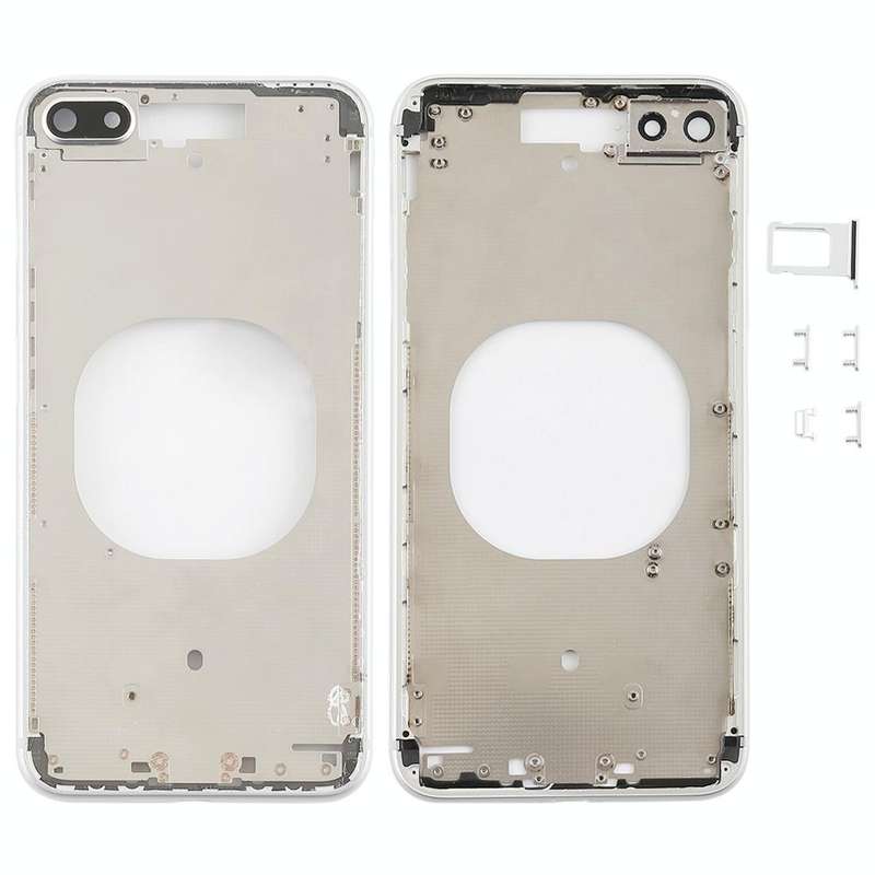 Transparent Back Cover with Camera Lens & SIM Card Tray & Side Keys for iPhone 8 Plus (White)