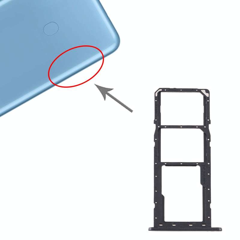 For Samsung Galaxy A11 SM-A115 SIM Card Tray + SIM Card Tray + Micro SD Card Tray (Black)