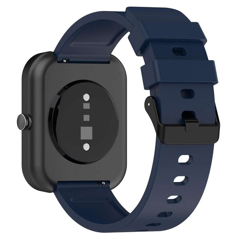 For Amazfit Bip 3 20mm Step Silicone Strap Stainless Steel Black Buckle(Midnight Blue)