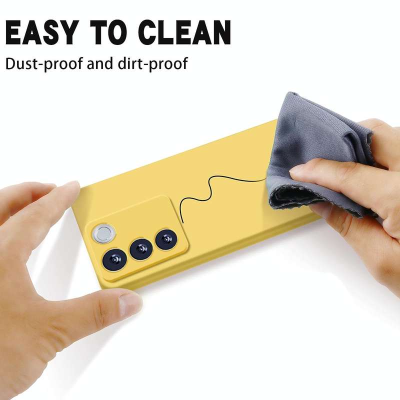 For vivo V27e / S16e Pure Color Liquid Silicone Shockproof Phone Case(Yellow)