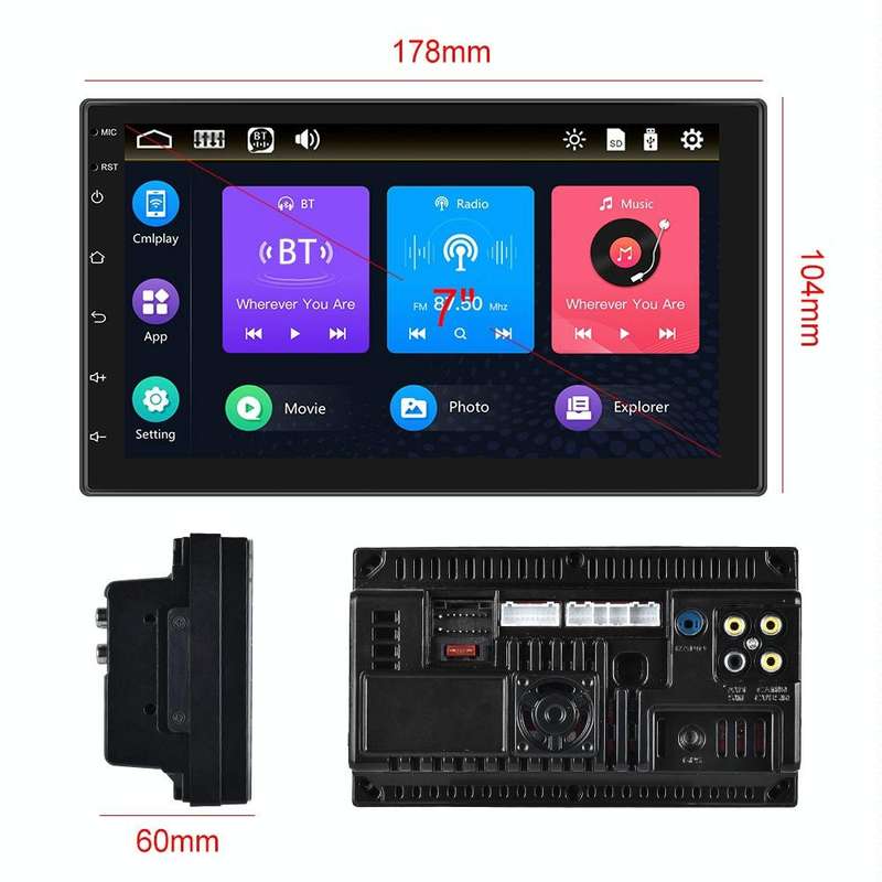7709 7 Inch Touch Button Dual Ingot Universal MP5 Bluetooth Player, Style:, Sort by color: Standa...