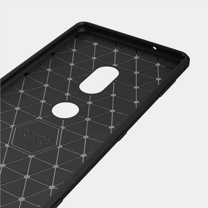 For Sony Xperia XZ2 Brushed Texture Carbon Fiber Shockproof TPU Protective Back Case(Red)