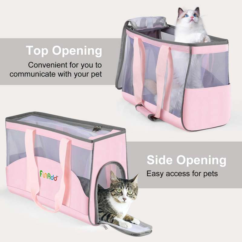 FUNADD Portable Breathable Pet Bag Outdoor Shoulder Tote Bag (Pink)