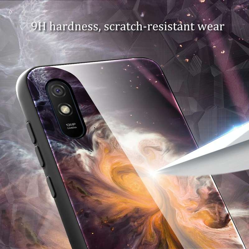 For Xiaomi Redmi 9A Marble Pattern Glass Protective Case(DL05)