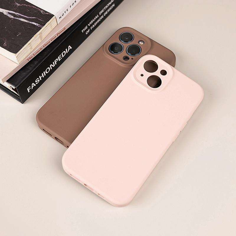 For iPhone 12 Pure Color Liquid Silicone Fine Pore Phone Case(Fresh Pink)