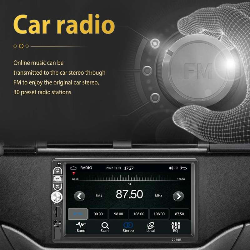 A3061 7 Inches MP5 Bluetooth Player Universal Wired CarPlay Reversing Image Integrated, Style: St...