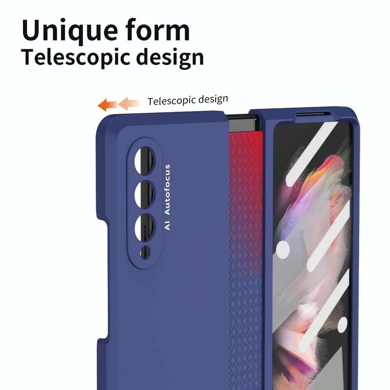For Samsung Galaxy Z Fold3 5G 360 Full Body TPU Hinge Flip Phone Case(Blue)