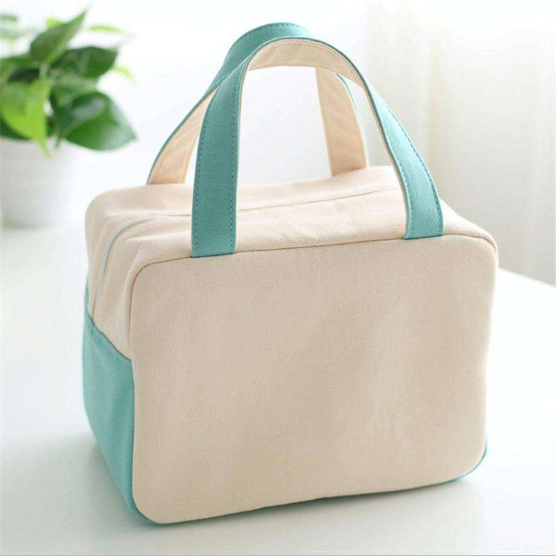 Portable Aluminum Foil Lunch Box Bag Cartoon Thick Insulation Bag Canvas Lunch Bag(Black)