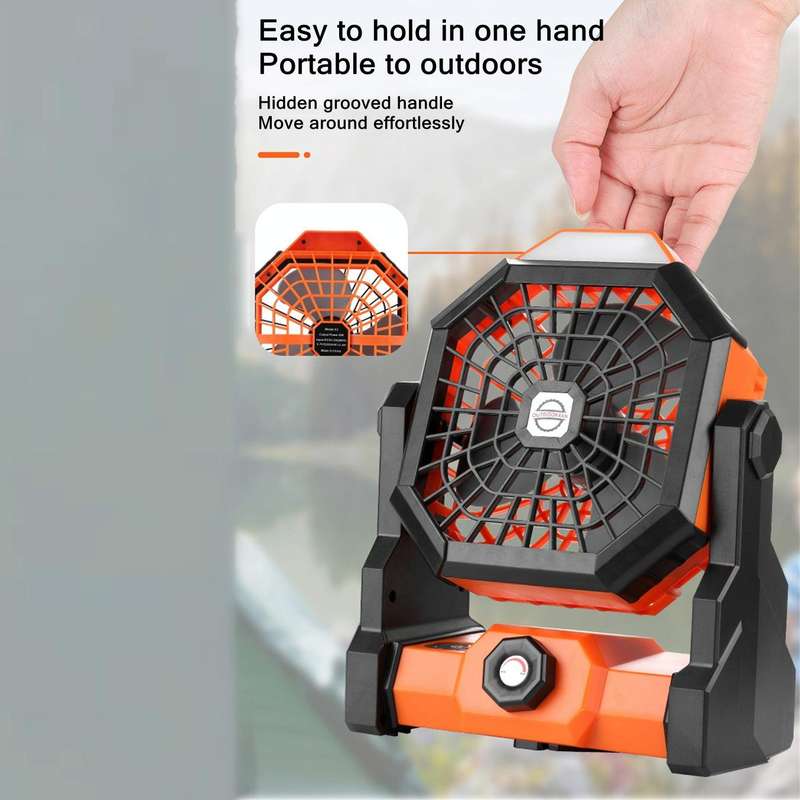 X3 Outdoor Portable Fan USB Charging Air Cooling Fan with LED Night Lamp (Orange)