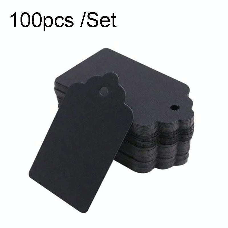 100pcs /Set Waves Kraft Paper Tags Christmas Wedding Party Kraft Paper Gift Hang Tags(Black)
