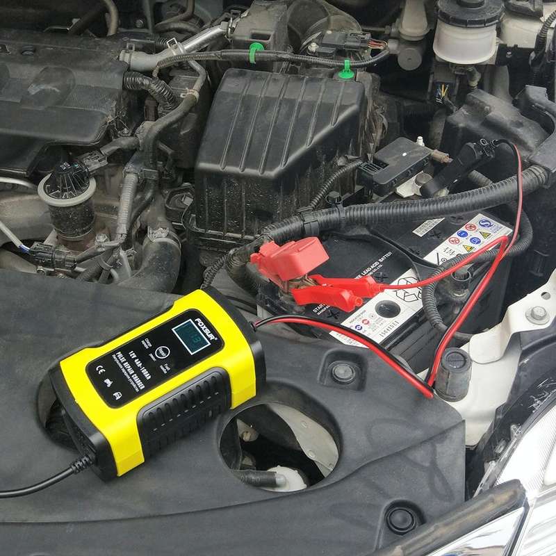 FOXSUR 12V 6A Intelligent Universal Battery Charger for Car Motorcycle, Length: 55cm, EU Plug(Yel...