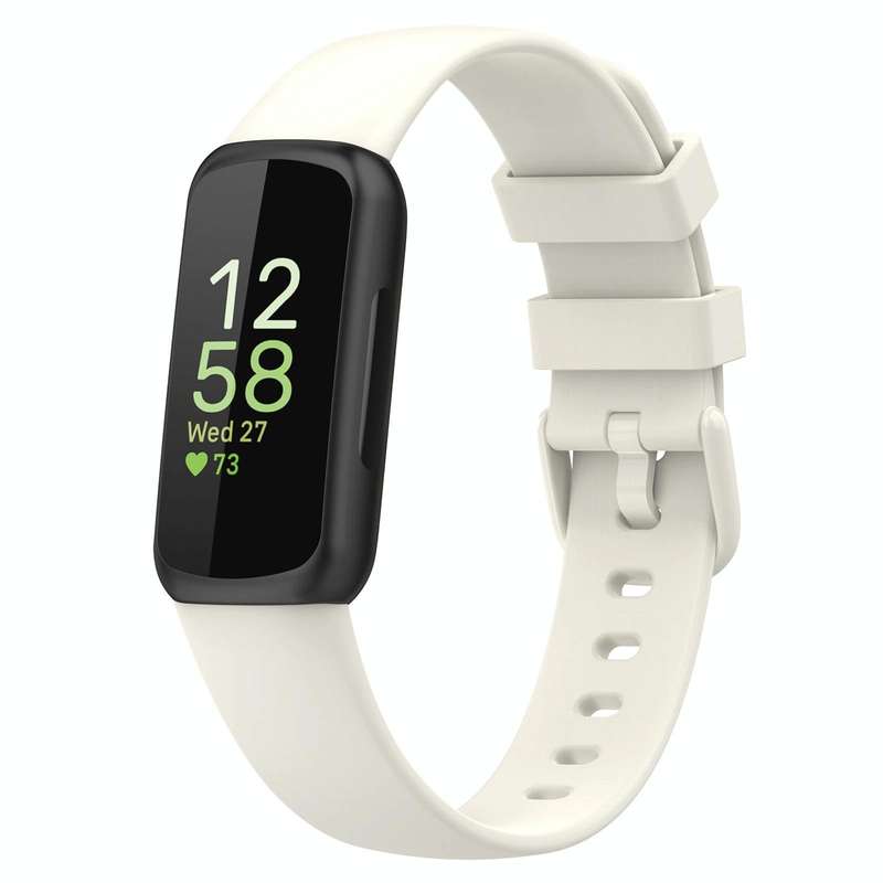 For Fitbit Inspire 3 Solid Color Silicone Watch Band, Size:L(Apricot Color)