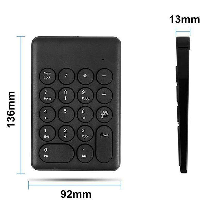 269 18 Keys Wireless Mini Numeric Keypad Accounting Bank Engineering Keypad(Black)