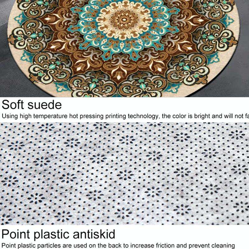 Ethnic Carpet Camel Mandala Flower Carpet Non-slip Floor Mat, Size:Diameter 120cm(Gray)
