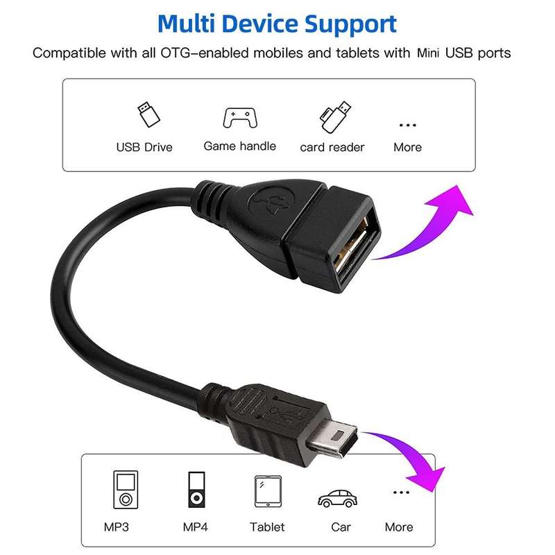 Mini 5-pin USB to USB 2.0 AF OTG Adapter Cable, Length: 12cm(Black)