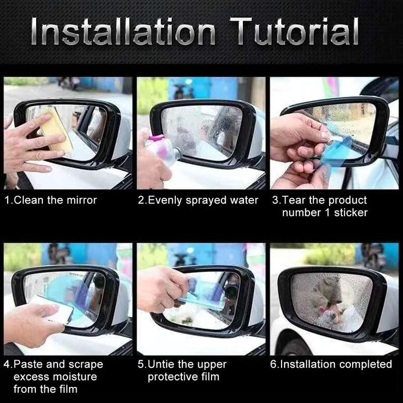 For Audi A4 2009-2016 Car PET Rearview Mirror Protective Window Clear Anti-fog Waterproof Rain Sh...