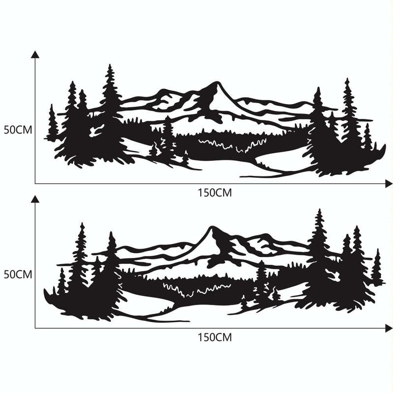 2 PCS/Set D-957 Mountains Pattern Car Modified Decorative Sticker(Black)