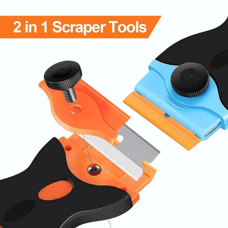 Double Headed Scraper Blade Glue Squeegee Remover Cleaner Tool (Yellow)