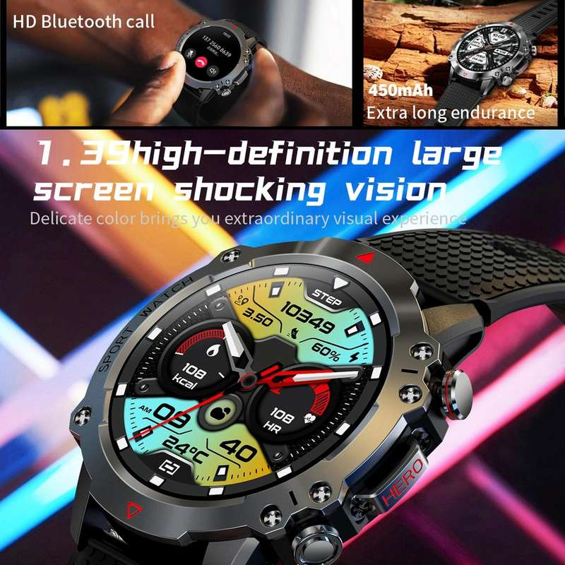 K10 1.39 inch IP67 Waterproof Smart Watch, Support Heart Rate / Sleep Monitoring(Black Silver)