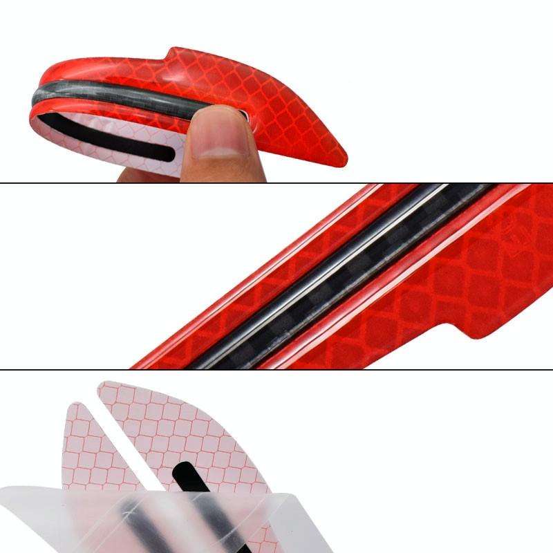 4 Sets Car Reflective Sticker Door Border Anti-Collision Strip Leaf Board Personality Rear View M...