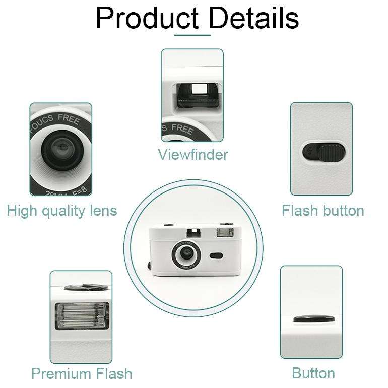 R2-FILM Retro Manual Reusable Film Camera for Children without Film(Black+White)