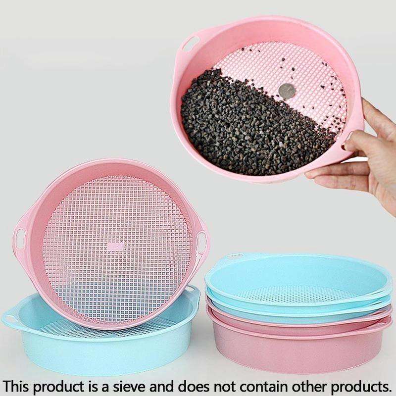 Plastic Mesh Sieve Filter Gravel Stone Tool Soil Particle Sieve with Handrail Gardening Supplies(...