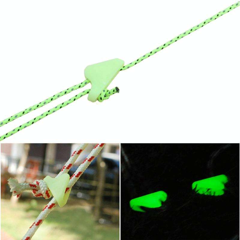 10 PCS Outdoor Luminous Rope Buckle Fluorescence Tent Triangle Buckle Alert Reminder Accidental D...