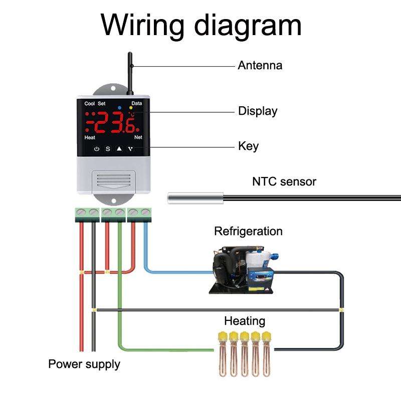 DTC-1201 NTC Sensor WiFi Intelligent Aquarium Fish Tank Hatch Central Air Conditioning Temperatur...