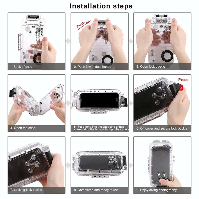 PULUZ PULUZ 40m/130ft Waterproof Diving Case for Huawei P20, Photo Video Taking Underwater Housin...