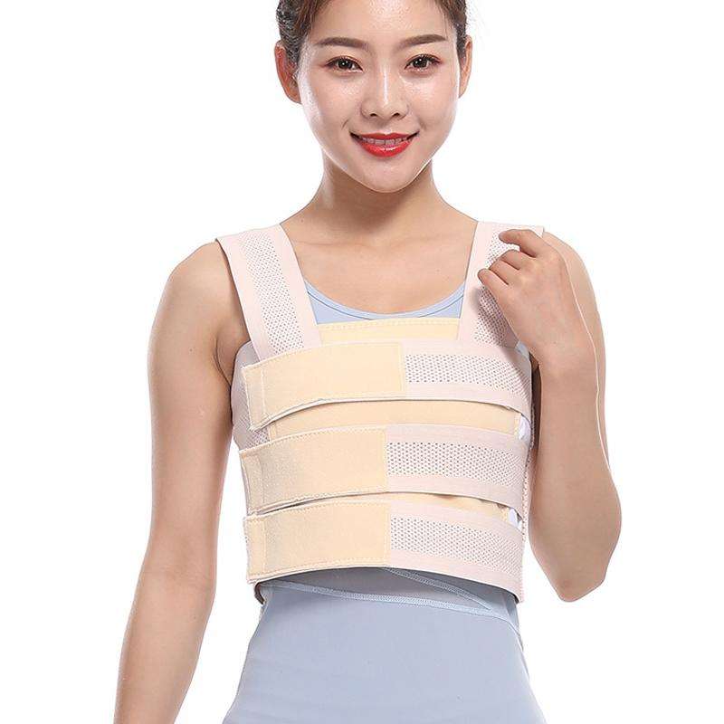 Left M Chest Compression Fixation Strap Breast Surgery Chest Strap(Beige)