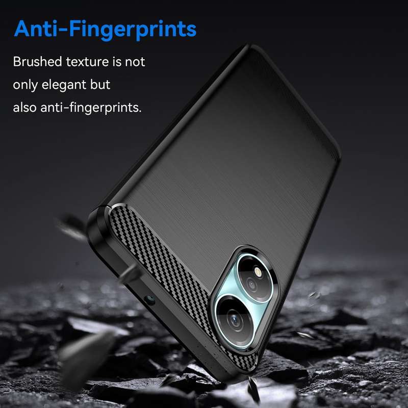 For Honor X5 Plus Brushed Texture Carbon Fiber TPU Phone Case(Black)