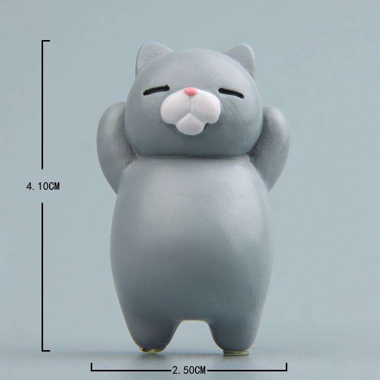 Cartoon Cat Fridge Magnet Resin Ornament Ornament Without Magnetic Sticker(Gray Cat)