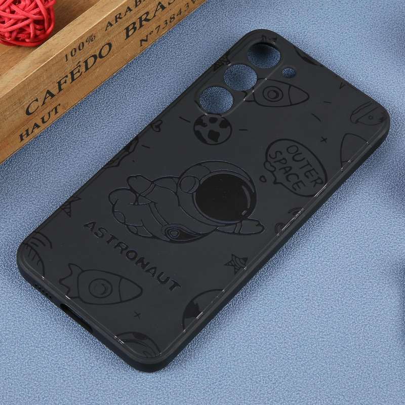 For Samsung Galaxy S20 FE Astronaut Pattern Silicone Straight Edge Phone Case(Flying Astronaut-Bl...