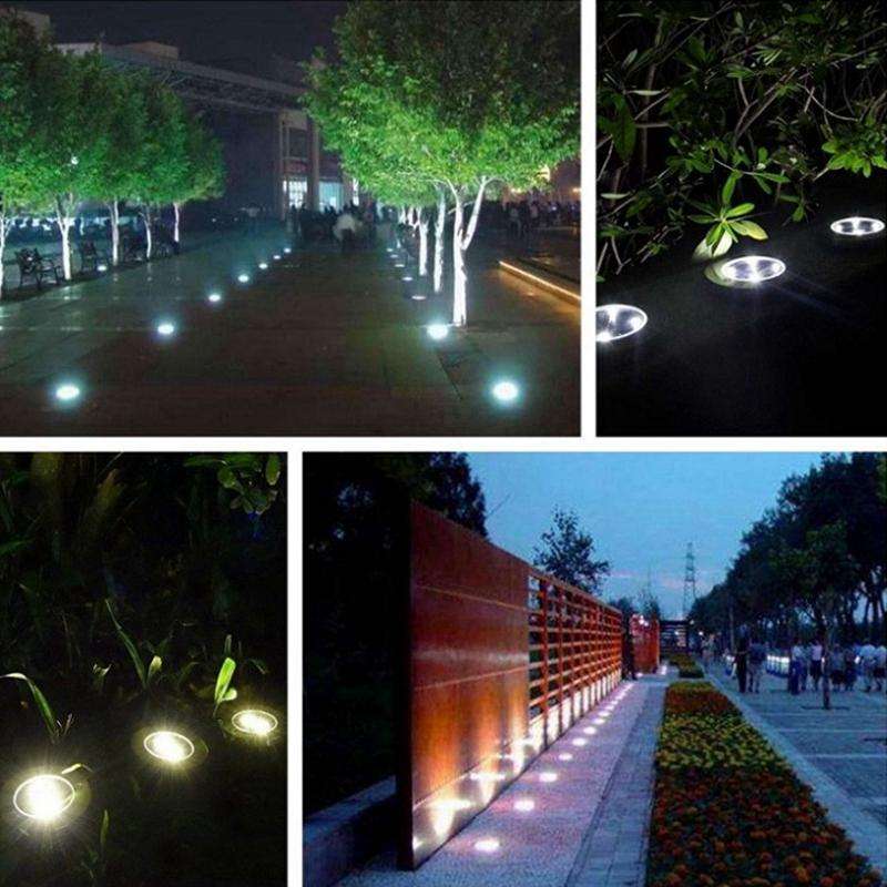 2 PCS 10 LEDs Solar Powered Buried Light Under Ground Lamp IP65 Waterproof Outdoor Garden Street ...