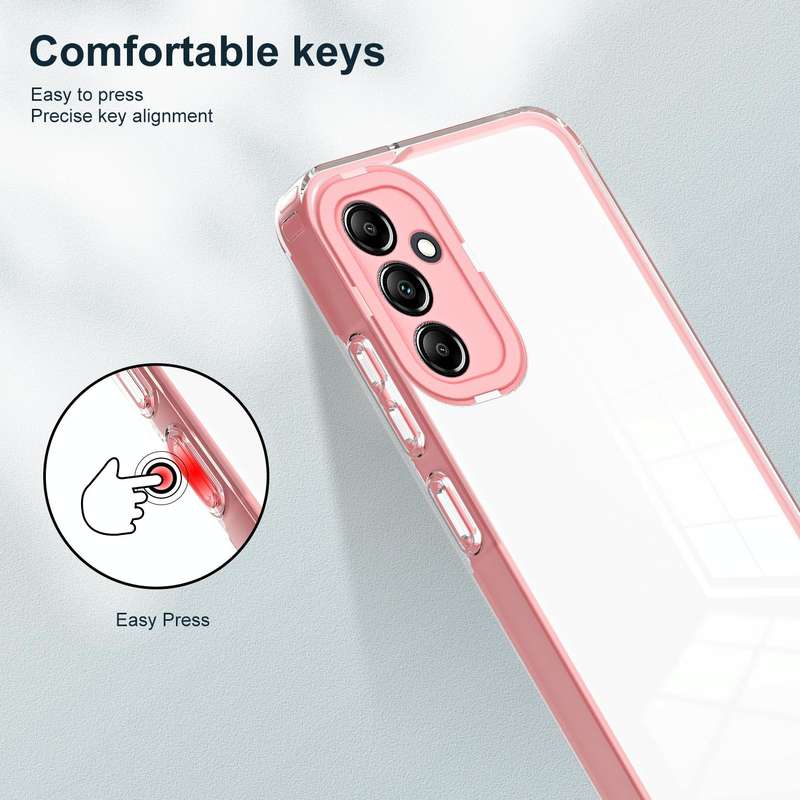 For Samsung Galaxy A34 5G 3 in 1 Clear TPU Color PC Frame Phone Case(Pink)