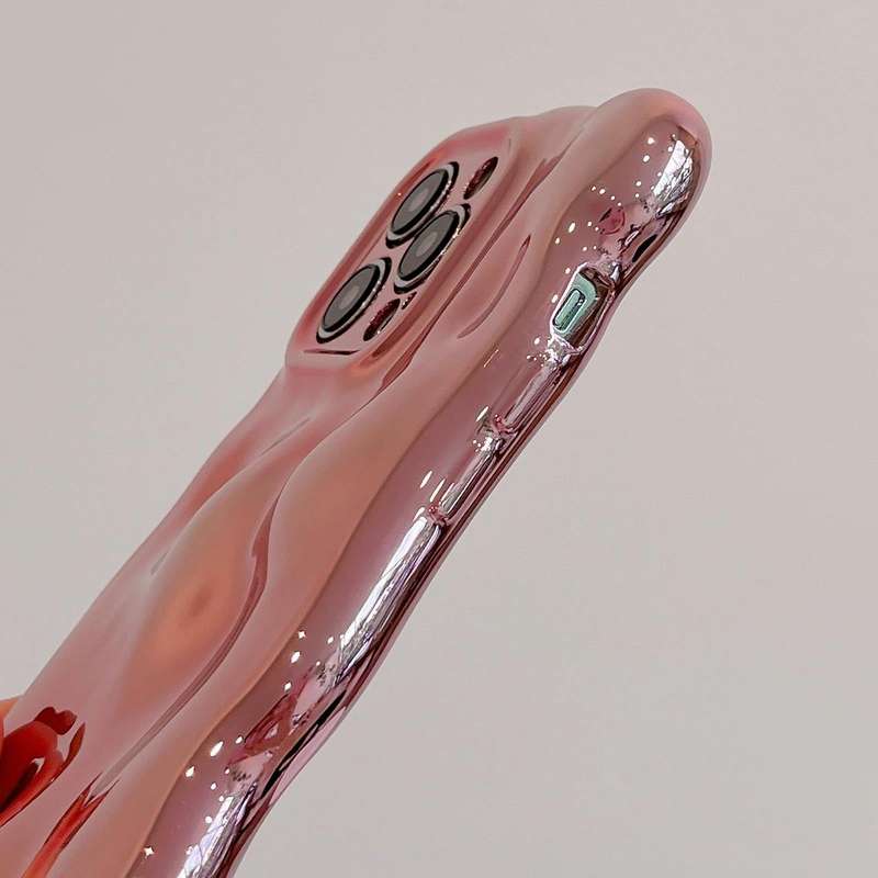 For iPhone 15 Pro Wave Bubbles TPU Phone Case(Painted Pink)