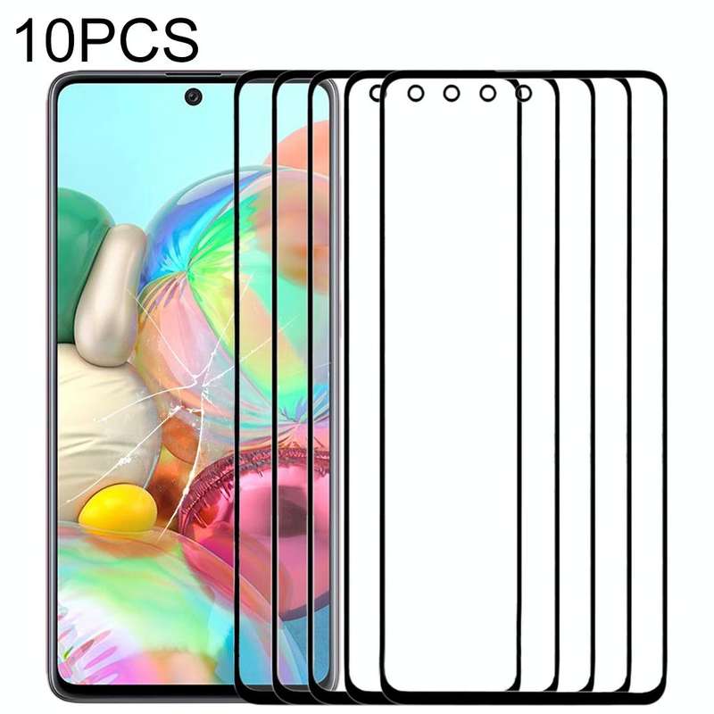 For Samsung Galaxy A71 10pcs Front Screen Outer Glass Lens (Black)