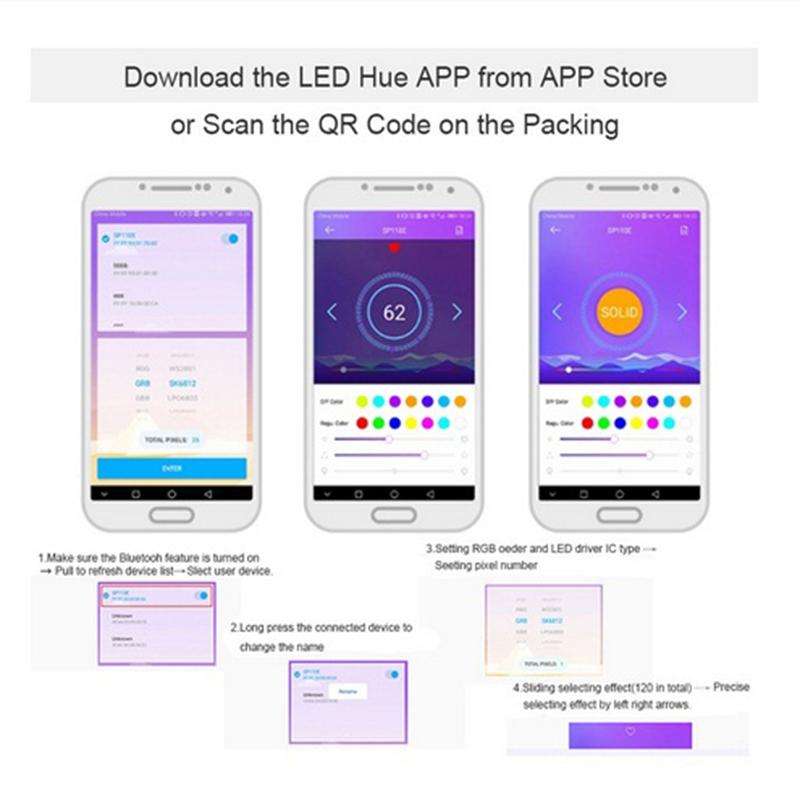 SP110E Bluetooth Pixel light Controller WS2811 WS2812B ws2812 dimmer SK6812 RGB RGBW APA102 WS280...