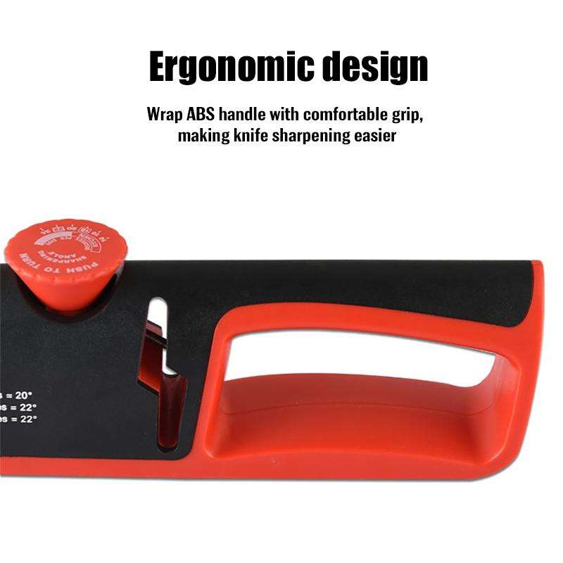 4- In-1 Adjustable Manual Knife Sharpener Multifunctional Knife Sharpener(Gray Red)
