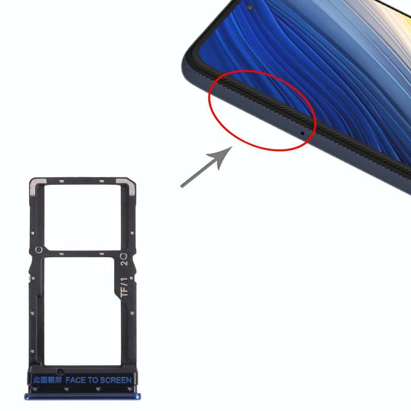 SIM Card Tray + Micro SD Card Tray for Xiaomi Poco X3 Pro M2102J20SG M2102J20SI (Blue)