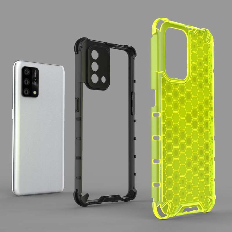 For OPPO A74 4G Shockproof Honeycomb PC + TPU Case(Black)