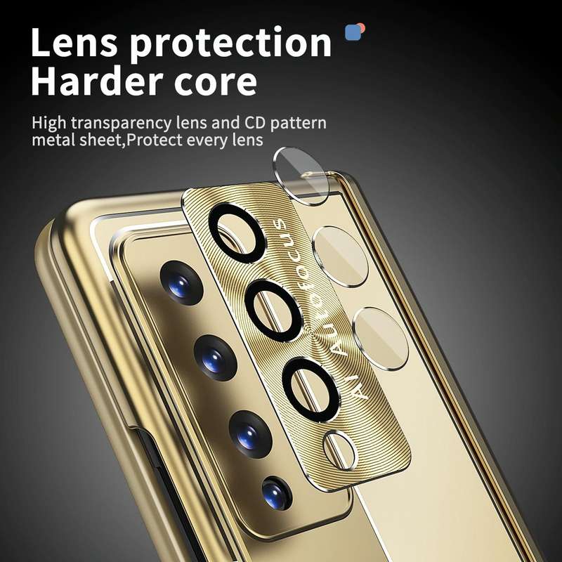 For Samsung Galaxy Z Fold3 5G Aluminum Alloy Double Hinge Shockproof Phone Protective Case(Gold)