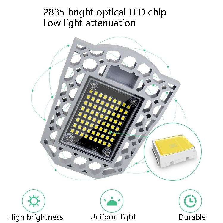 100W LED Industrial Mining Light Waterproof Light Sensor Folding Tri-Leaf Garage Lamp(Warm White ...