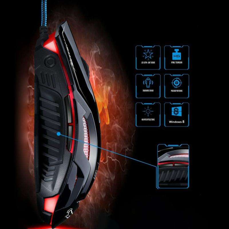 Chasing Leopard V10 USB 6-keys 2400DPI Four-speed Adjustable Steel Mesh Backlight Wired Optical G...